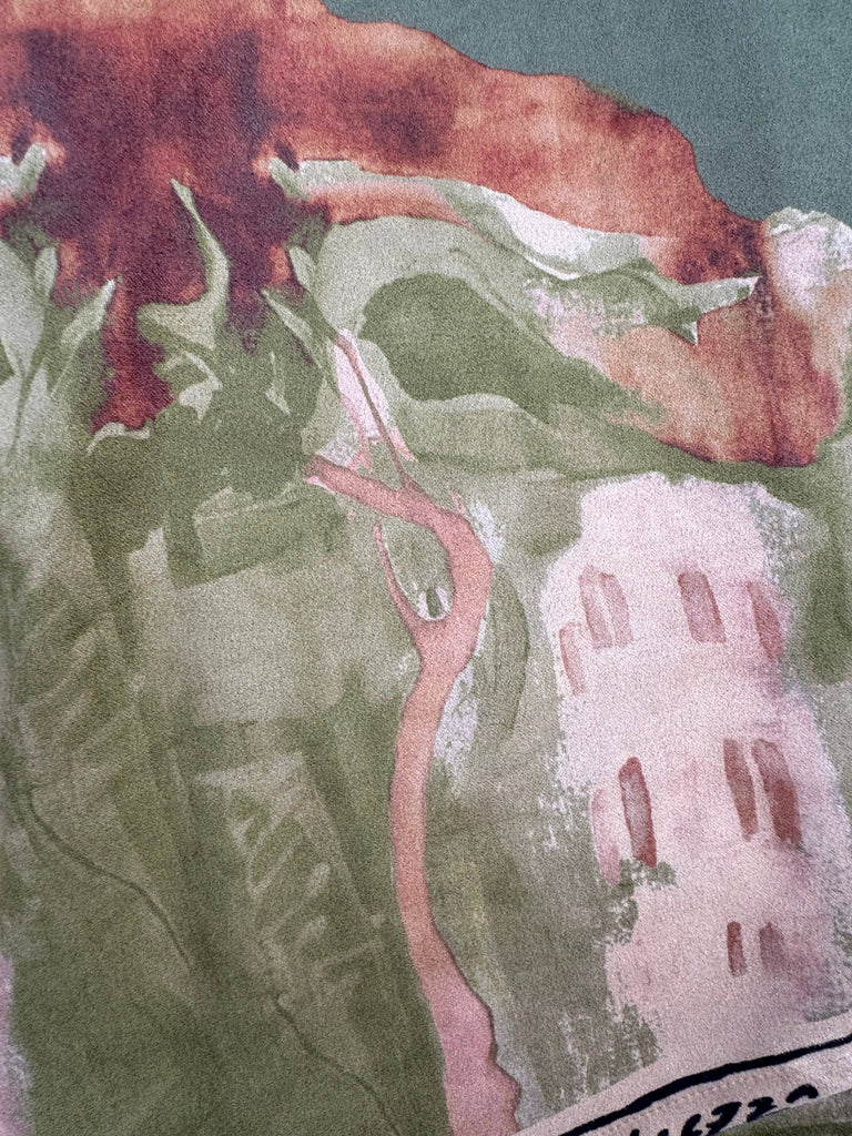 Olive Green Italian watercolor asymmetric jacket by Take me to Italy