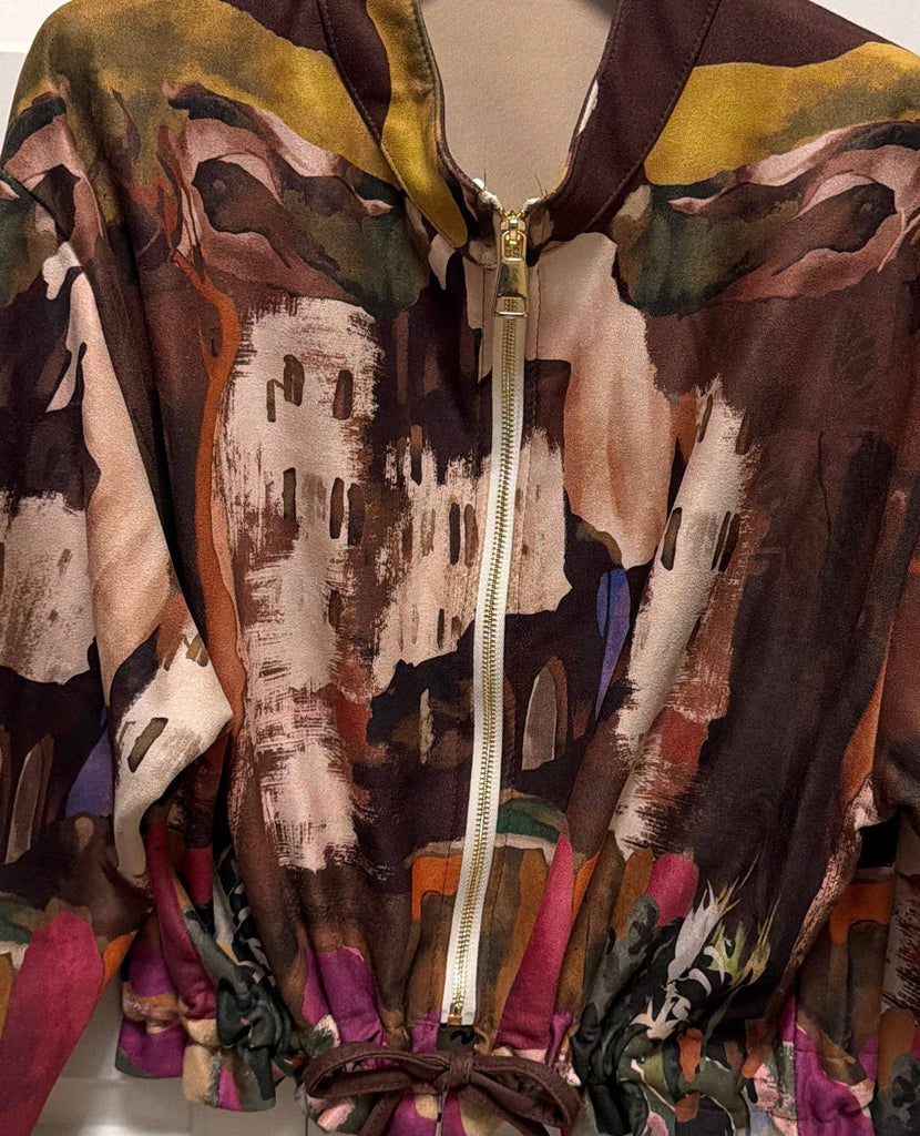 Dark Brown Italian watercolor bomber jacket by Take me to Italy
