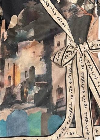 Black Italian watercolor wrap jacket by Take me to Italy