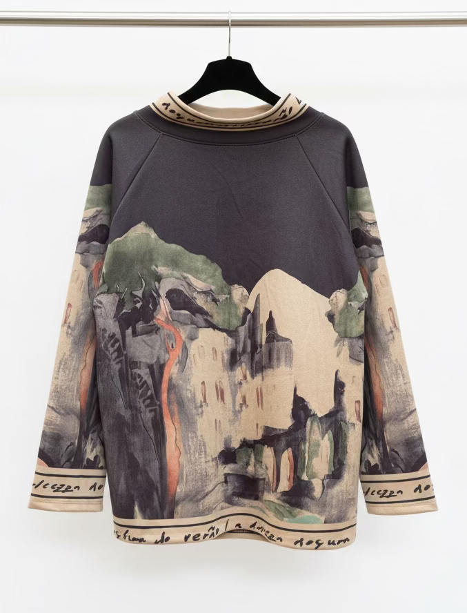 Black Italian watercolor asymmetric jacket by Take me to Italy