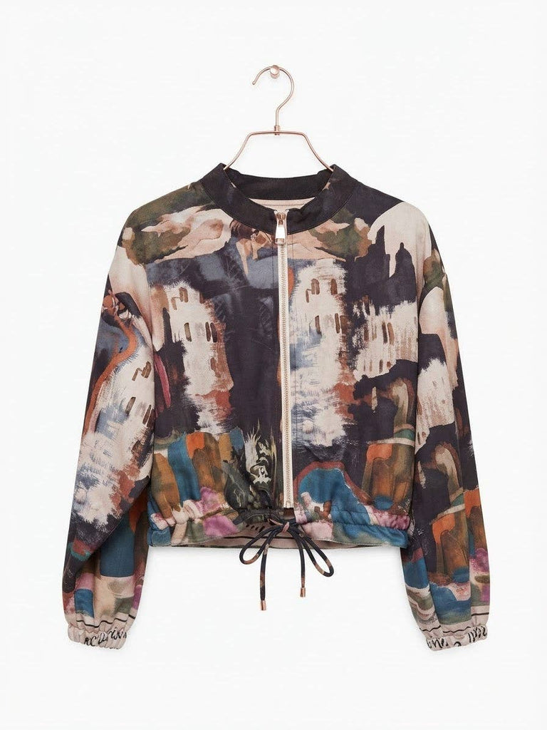 Black Italian watercolor bomber jacket by Take me to Italy