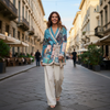 Teal Italian watercolor wrap jacket by Take me to Italy
