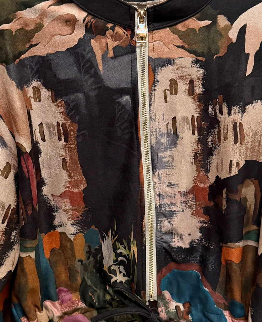 Black Italian watercolor bomber jacket by Take me to Italy