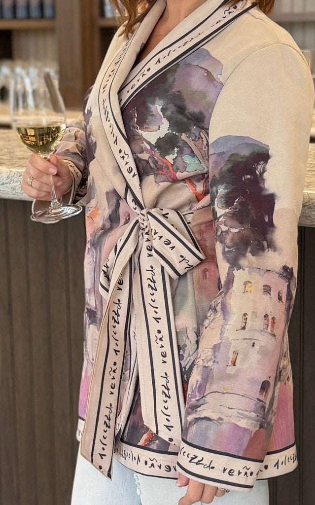 Cream Italian watercolor wrap jacket by Take me to Italy