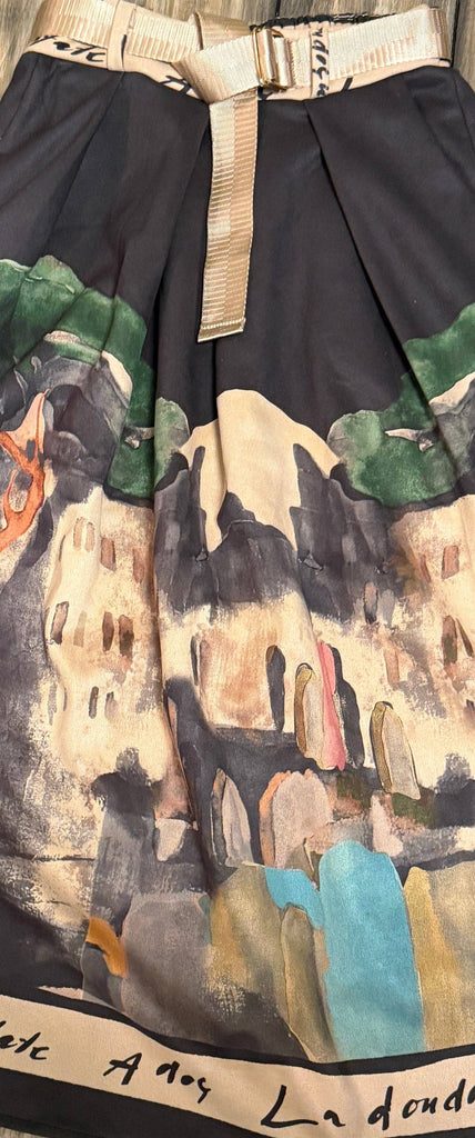 Black Italian watercolor midi skirt by Take me to Italy