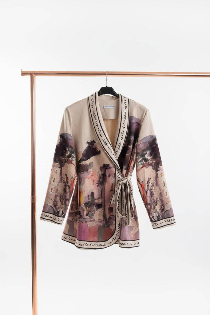 Cream Italian watercolor wrap jacket by Take me to Italy