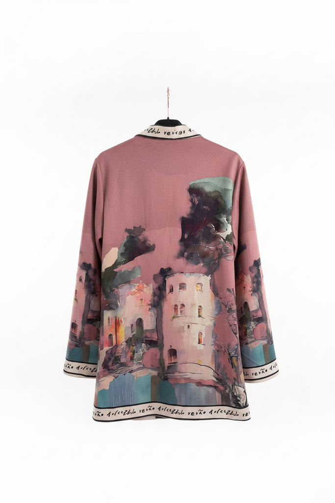 Rose Pink Italian watercolor wrap jacket by Take me to Italy