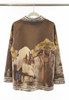 Brown Italian watercolor asymmetric jacket by Take me to Italy
