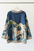 Navy Blue Italian watercolor asymmetric jacket by Take me to Italy