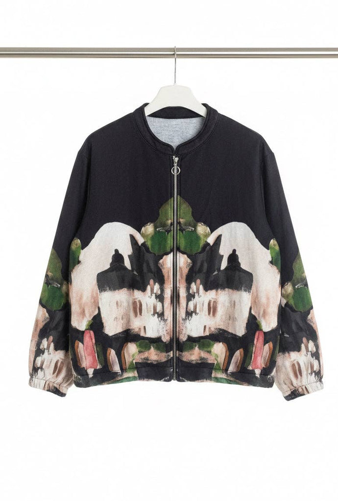 Black Italian watercolor zip-up jacket by Take me to Italy