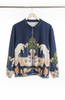 Navy Blue Italian watercolor zip-up jacket by Take me to Italy
