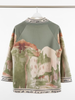 Olive Green Italian watercolor asymmetric jacket by Take me to Italy