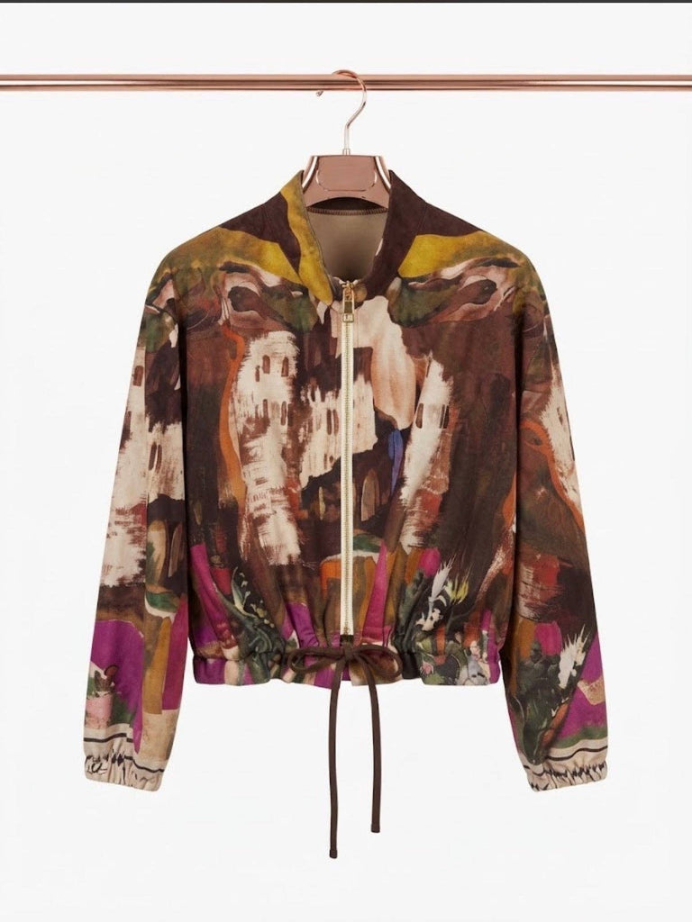 Dark Brown Italian watercolor bomber jacket by Take me to Italy