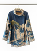 Navy Blue Italian watercolor asymmetric jacket by Take me to Italy
