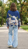 Navy Blue Italian watercolor zip-up jacket by Take me to Italy